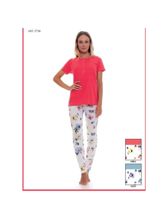 MYPI Pigiama donna cotone manica corta pantalone lungo art 2728