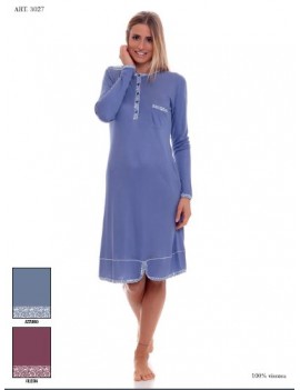 MYPI Camicia notte donna invernale in viscosa 100% art 3027