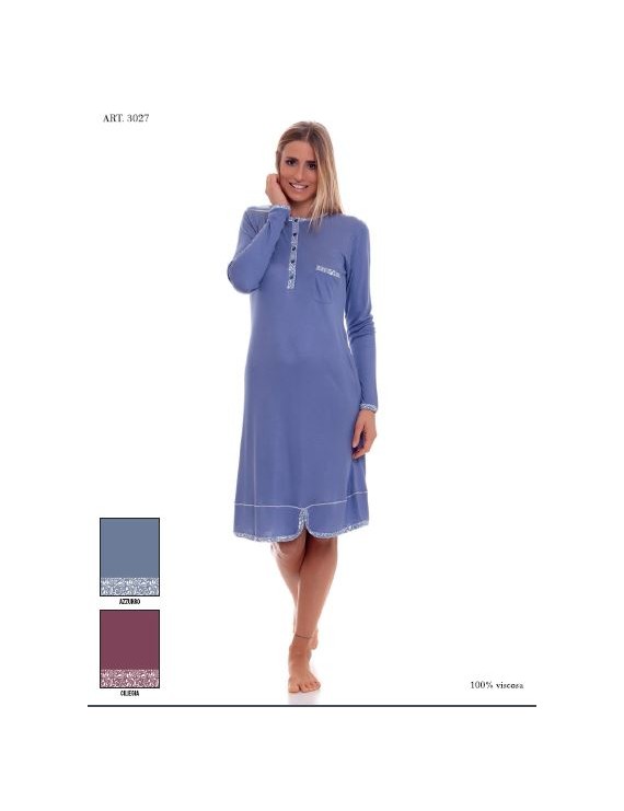 MYPI Camicia notte donna invernale in viscosa 100% art 3027