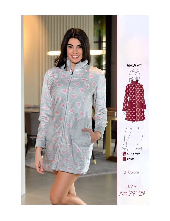 GIANMARCO VENTURI Vestaglia donna VELVET in coral art 79129