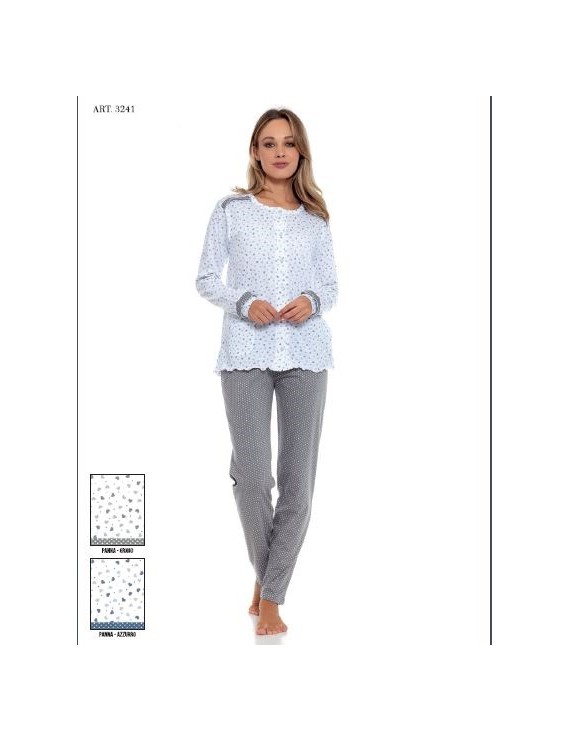 MYPI Pigiama donna cotone lungo aperto art 3241