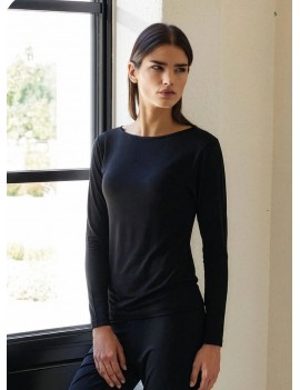 JADEA Maglia donna manica lunga girocollo in micromodal e cashmere Art. 5331